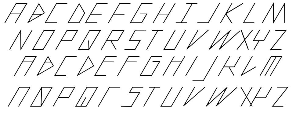 Slanted Italic Shift font specimens