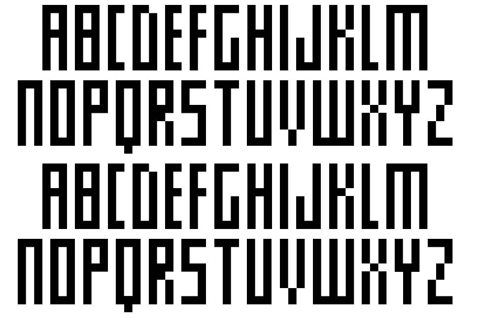 Slim Thin Pixelettes font specimens