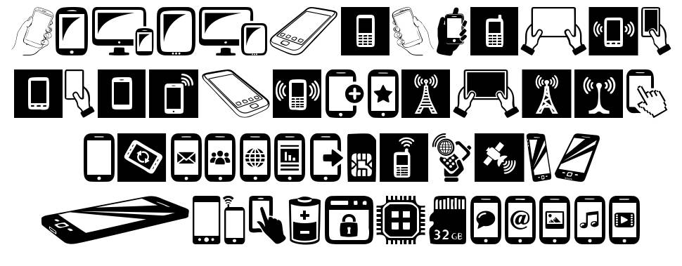 Smartphone Icons fuente Especímenes