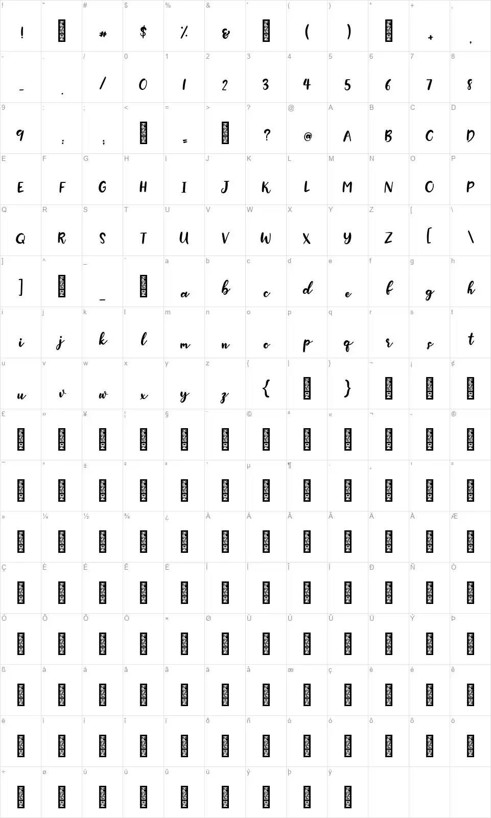 Snow Globefont character map