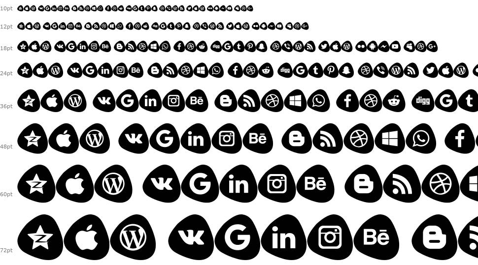 Social Logos Color font Waterfall
