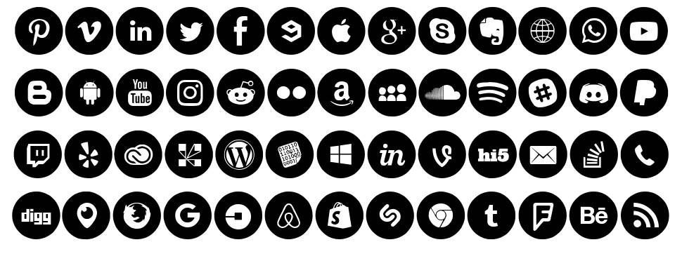Social Media Circled font Örnekler