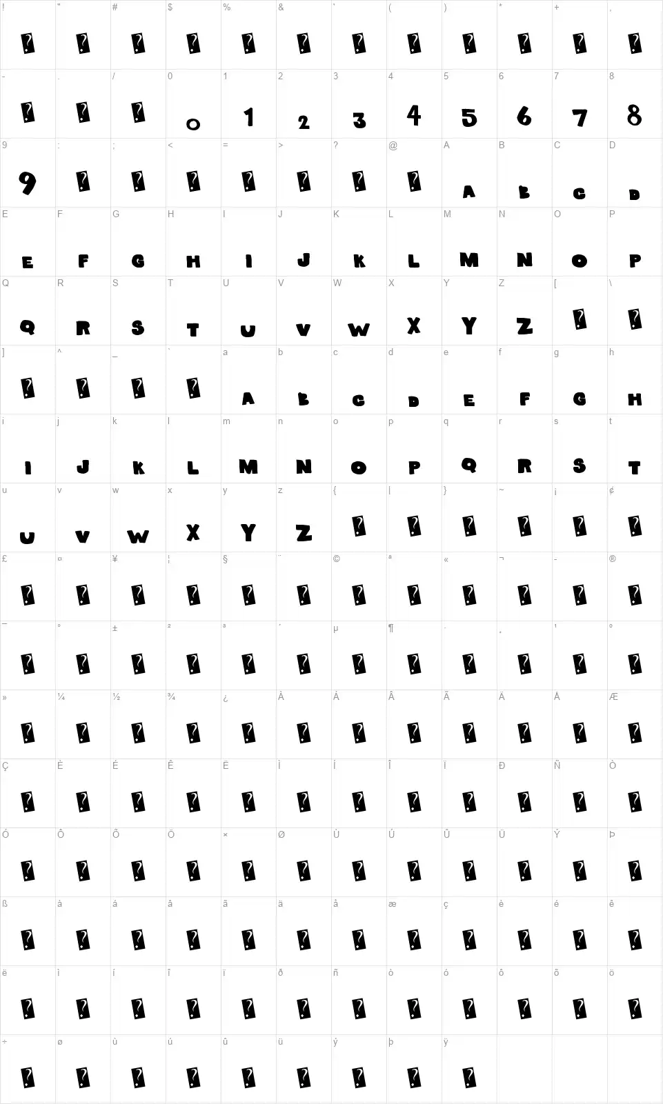 Solid Markerfont character map