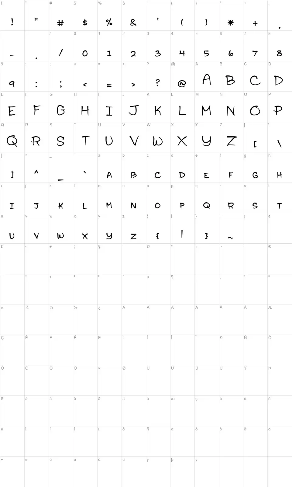 Sophomore Yearbookfont character map