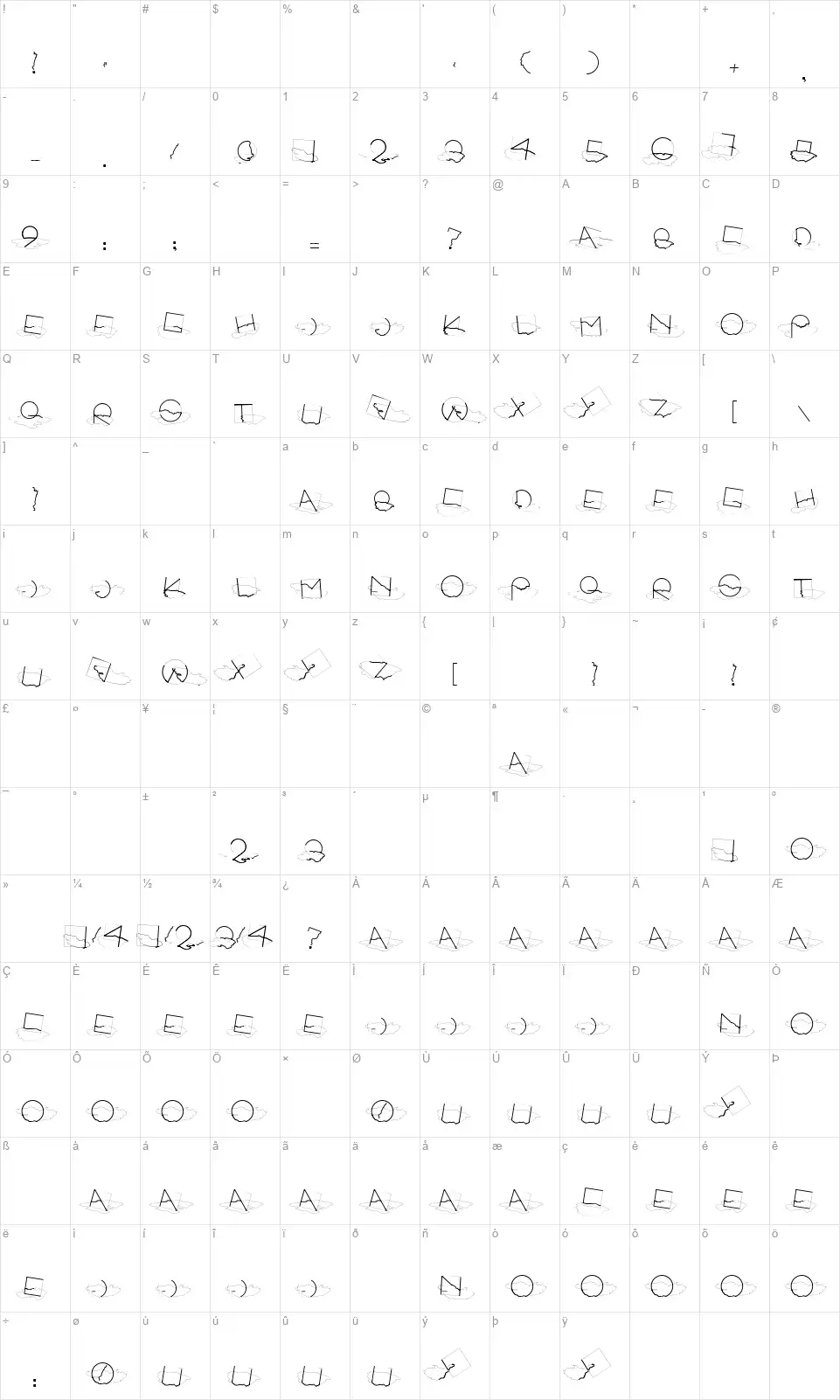 Soul Puddlefont character map