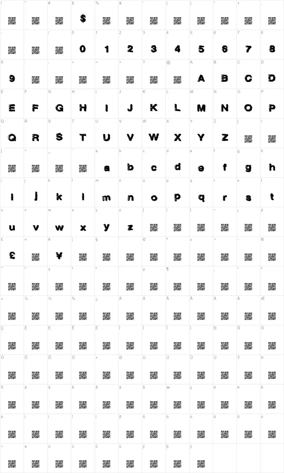 Space Flightfont character map