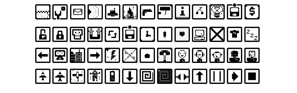 Space Game Icons font specimens