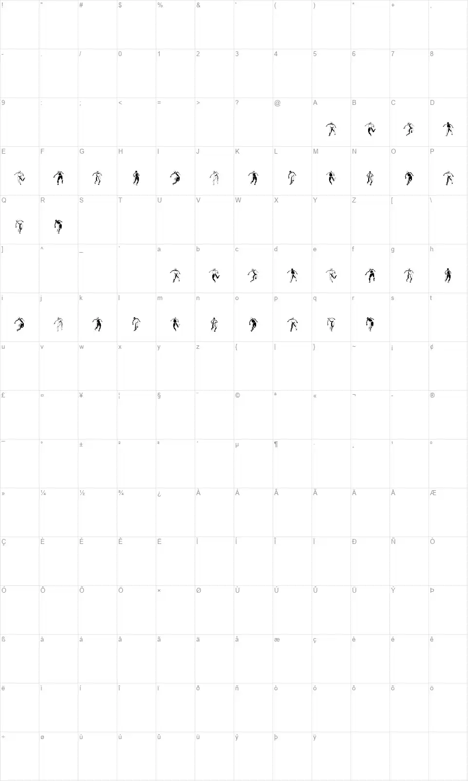 Speelfont character map