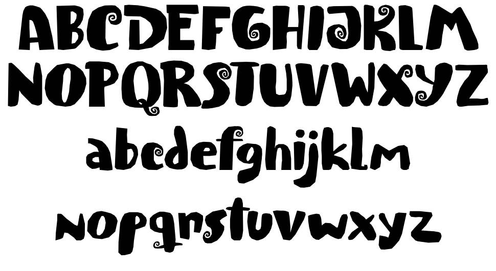 Spiraling Down font specimens