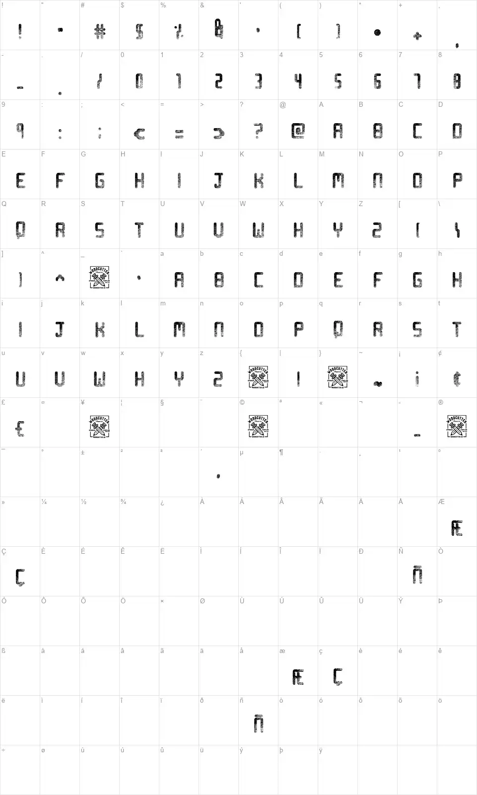 Sprinkledfont character map