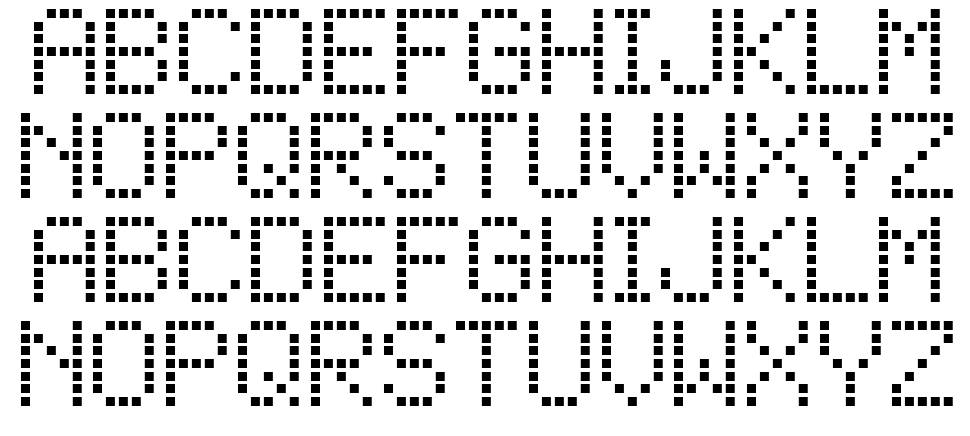Square Dot-Matrix font specimens