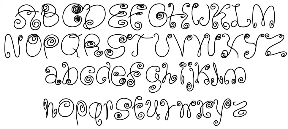 Squiggly Little Wigglyfont specimens