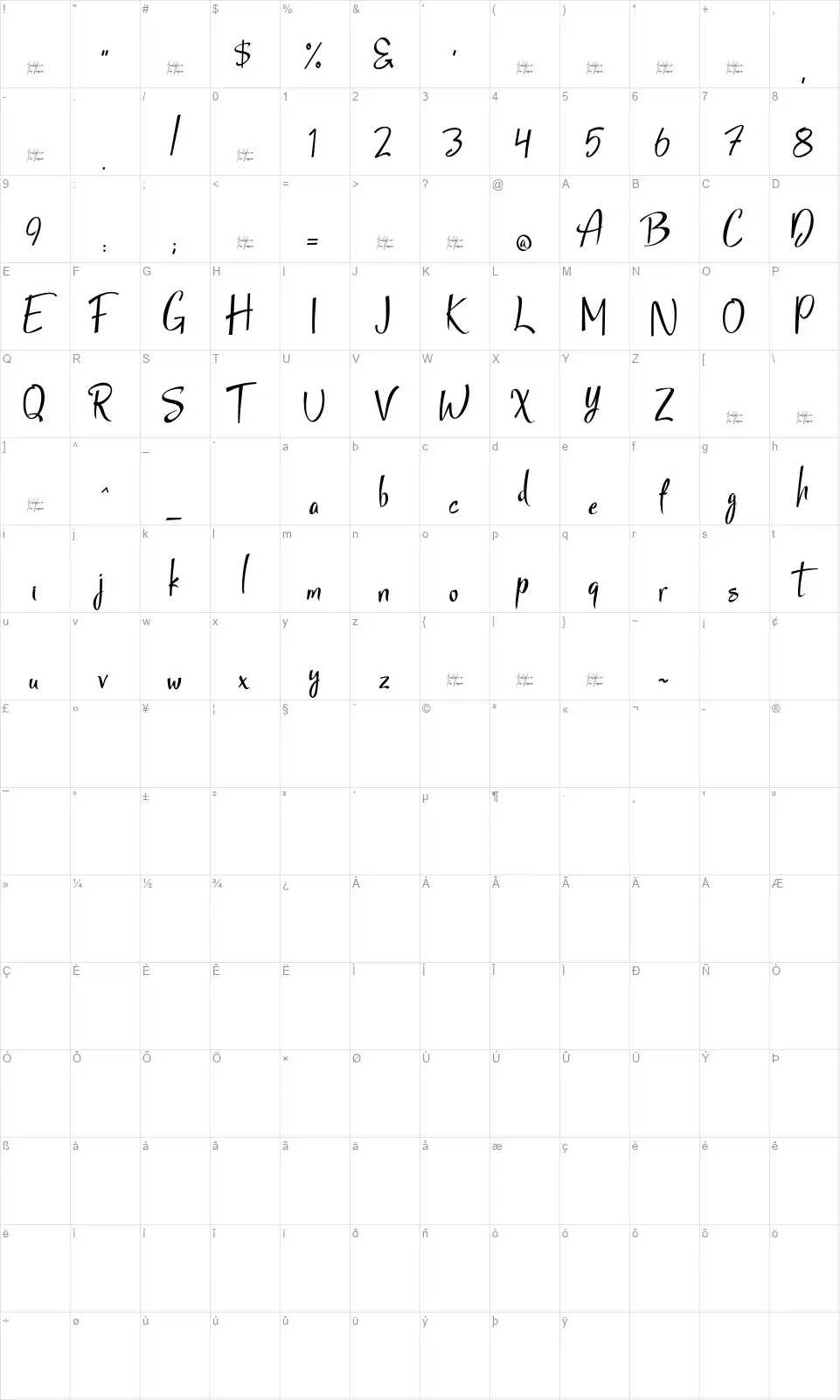 StarmiXfont character map