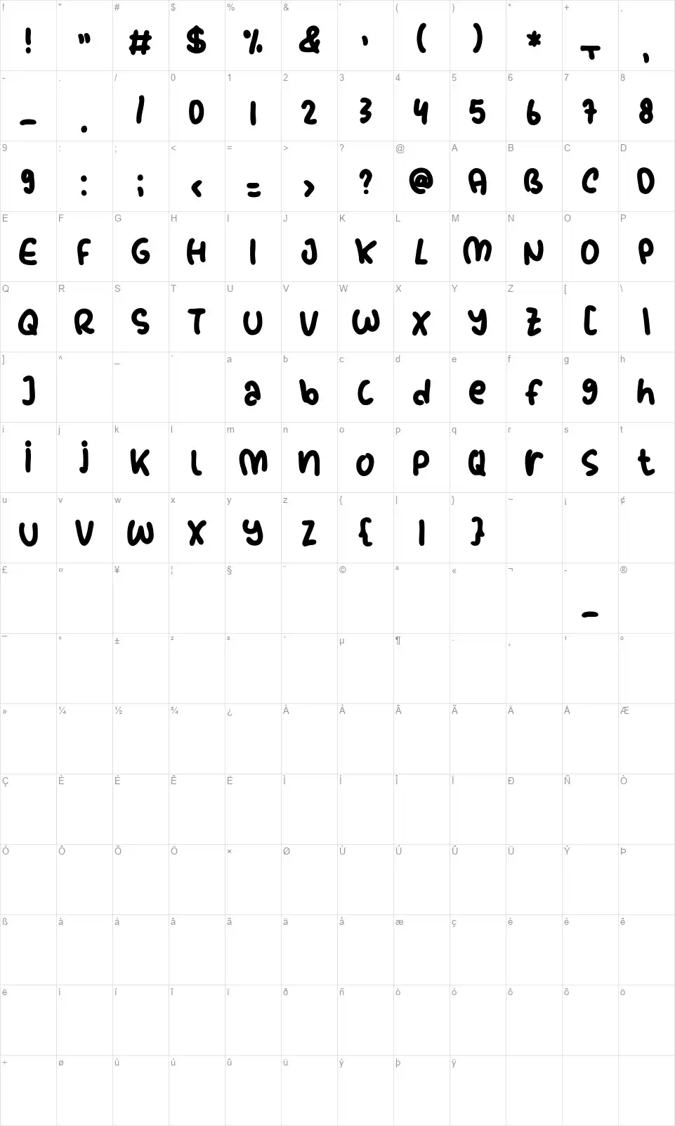 Stay Playfulfont character map