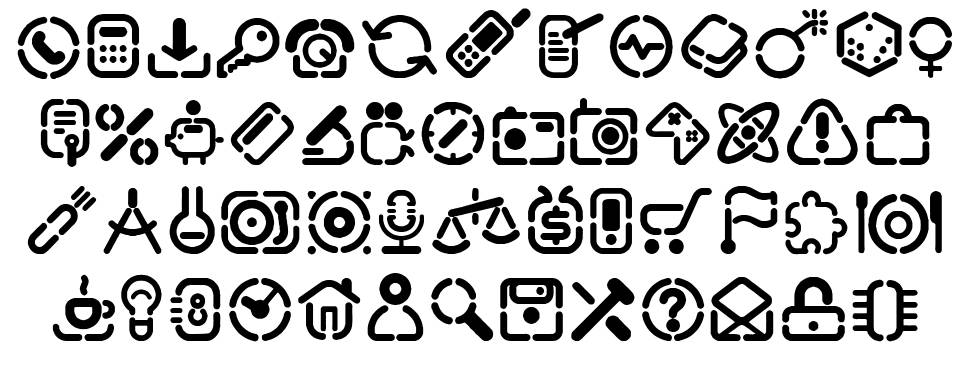 Stencil Icons fuente Especímenes