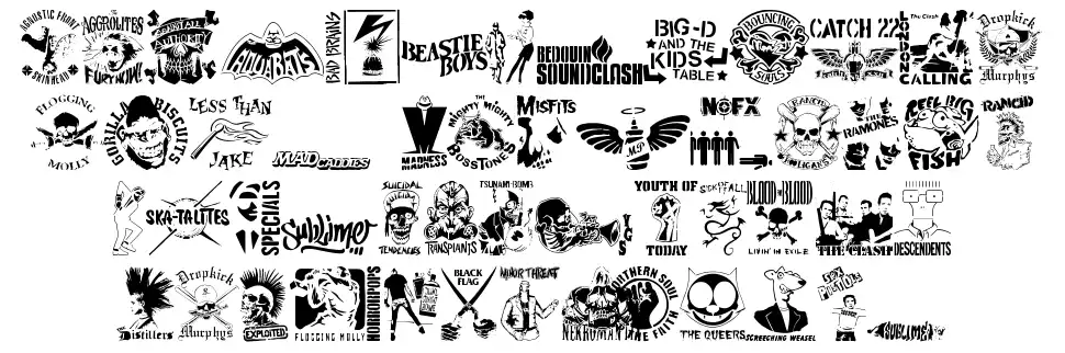 Stencil Punks Band Logosfont specimens
