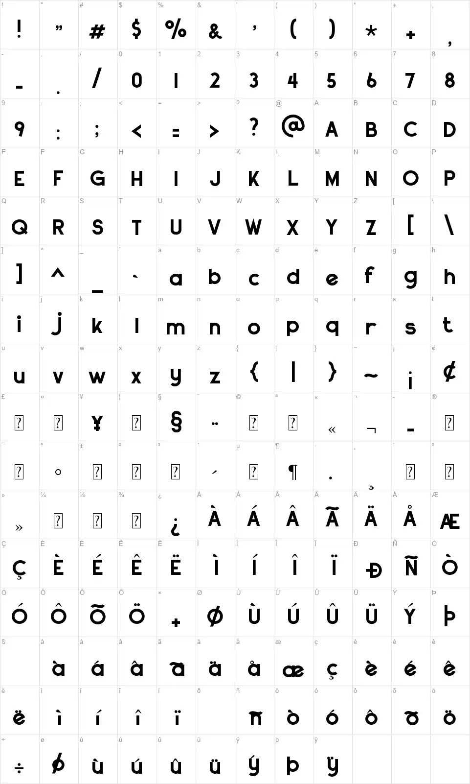 Stout Decofont character map