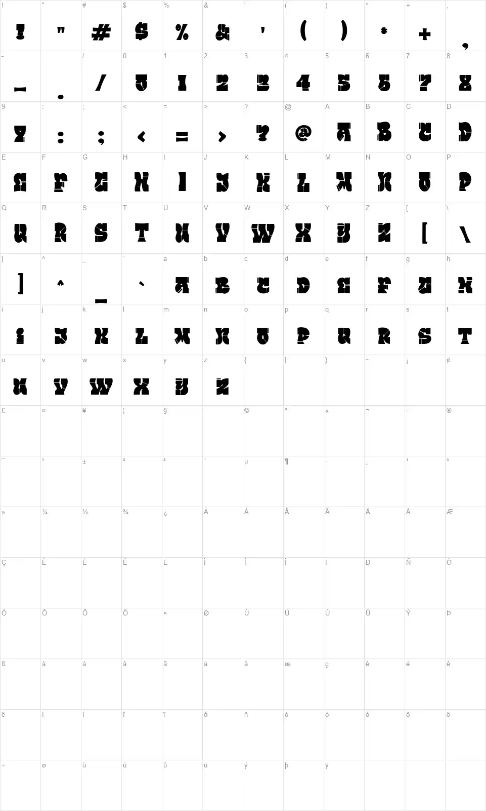 Street Lordfont character map