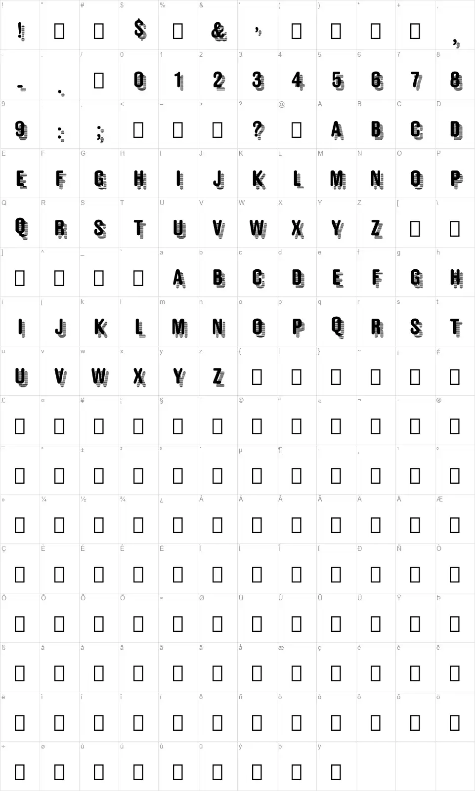 Style 867font character map