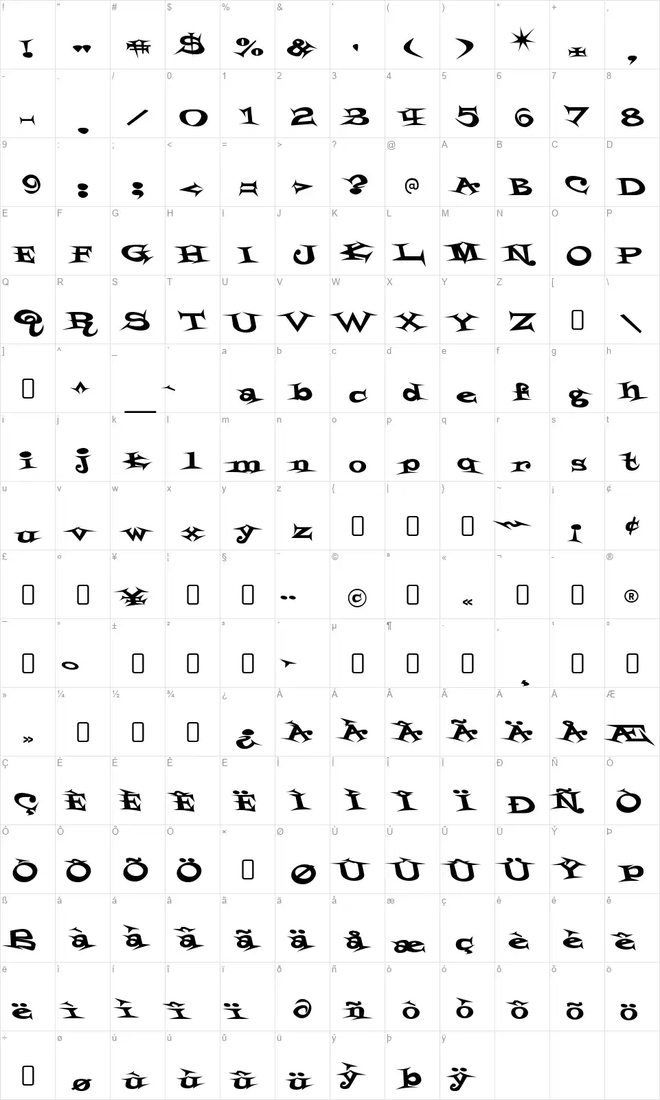 StyrofoamFeelings-Regularfont character map