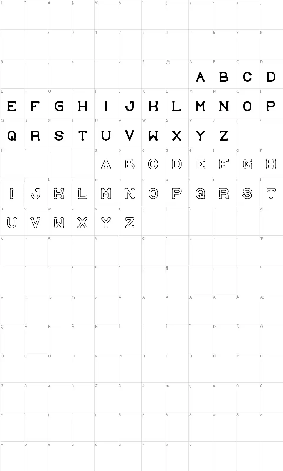 Submit To Faithfont character map