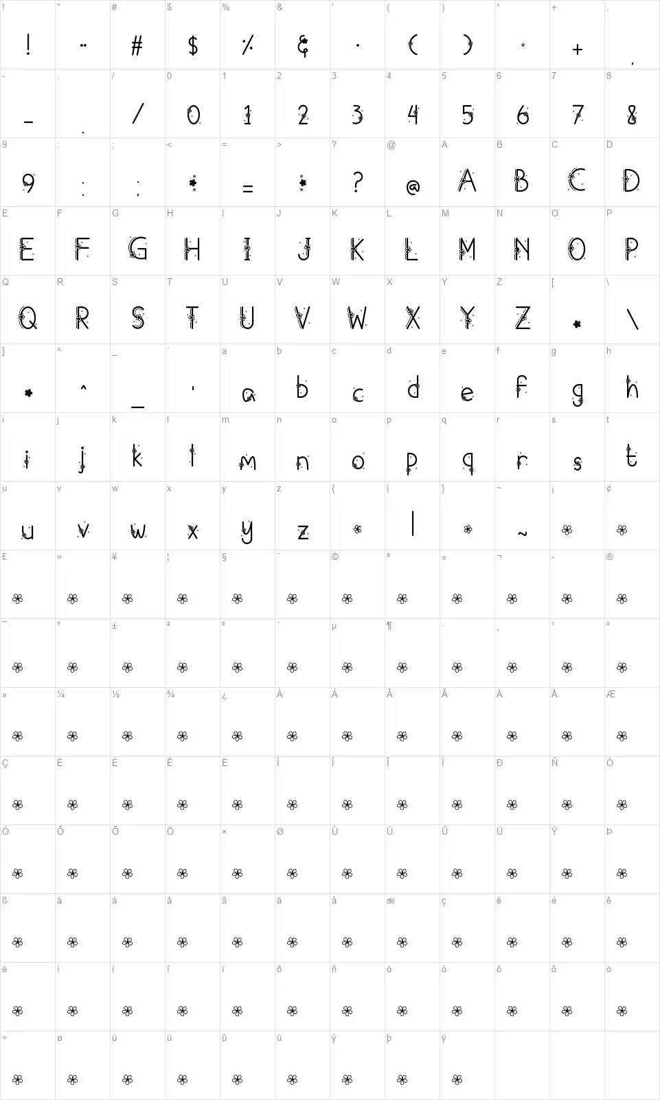 Sumayyahfont character map