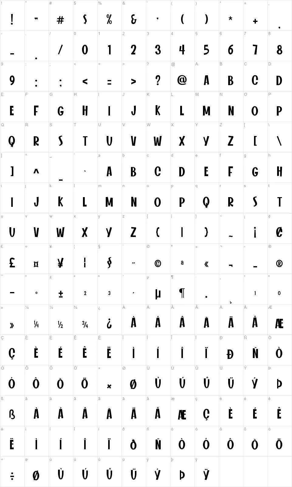 Summer Sunshinefont character map
