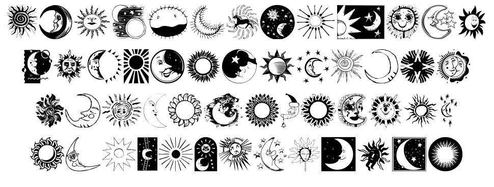 Sun and Moon písmo