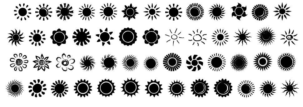 Suns and Stars fonte Espécimes