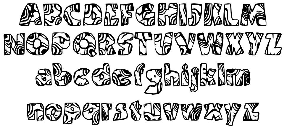 Swirled BRK font specimens