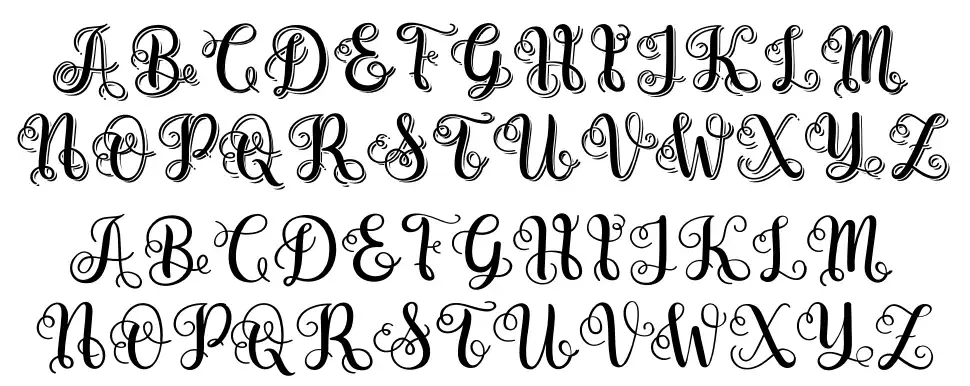 Swirly Letters schriftart vorschau