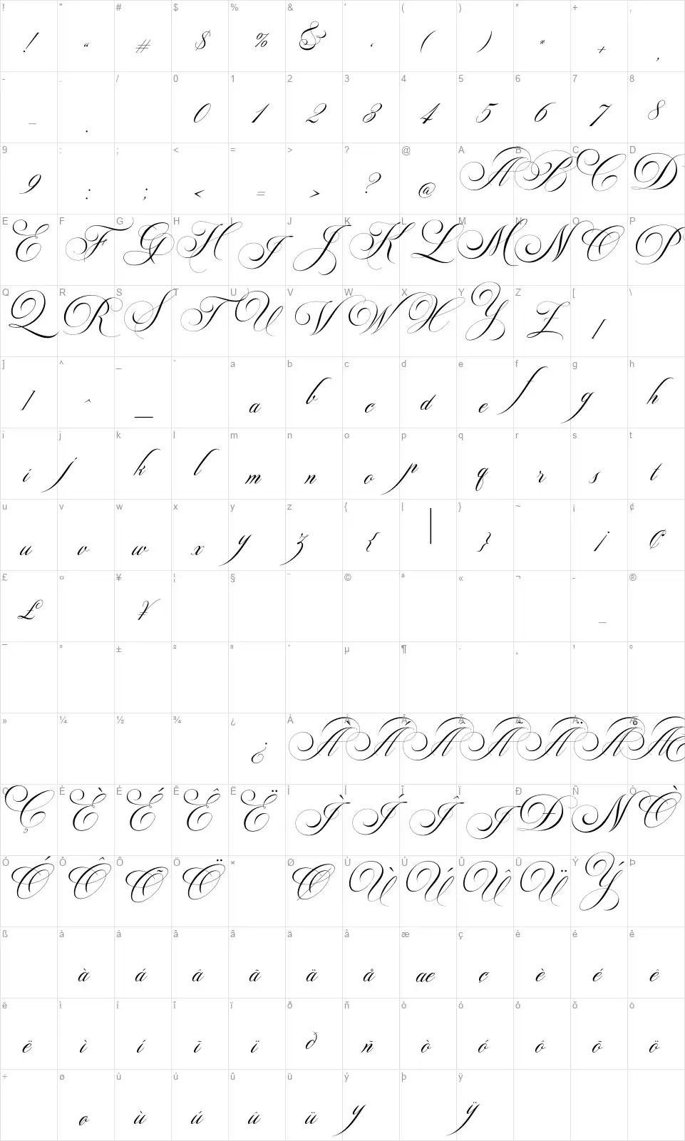 Switzerlandfont character map