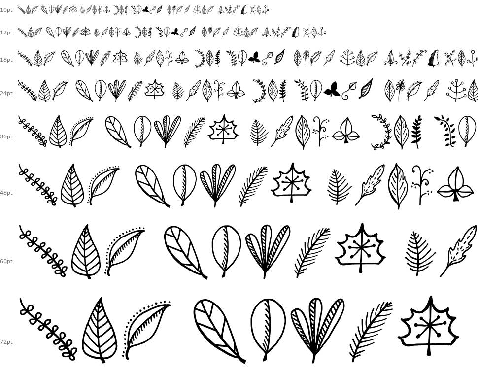 Tanaestel Doodle Leaves 01 font Waterfall