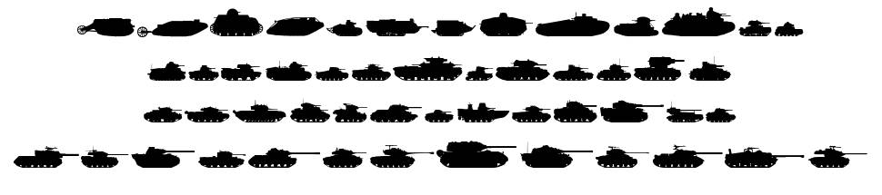 Tanks písmo Exempláře