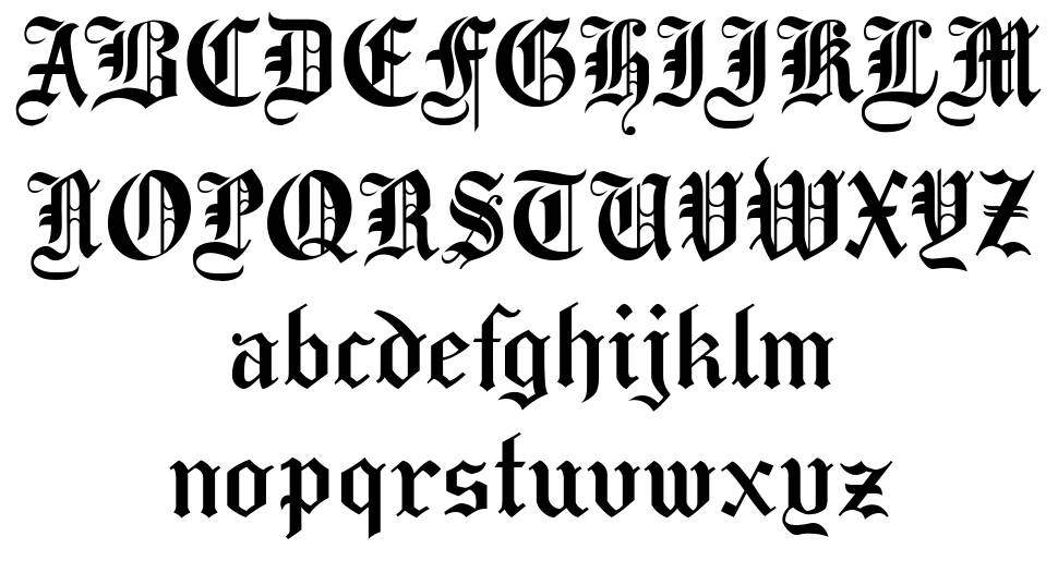 Taylor Gothic font specimens