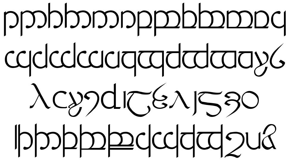 Tengwar 3+4+5 フォント 標本