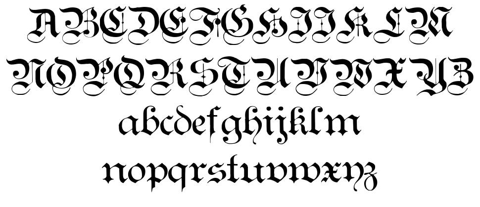Teutonic písmo Exempláře