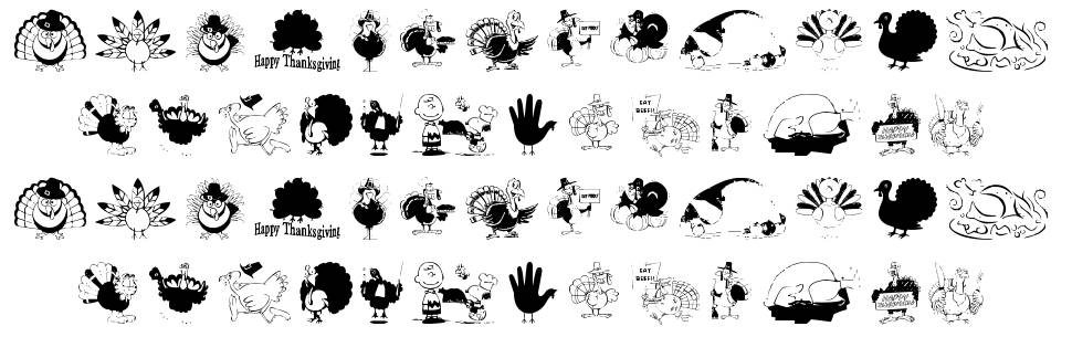 Thanksgiving Turkey font specimens