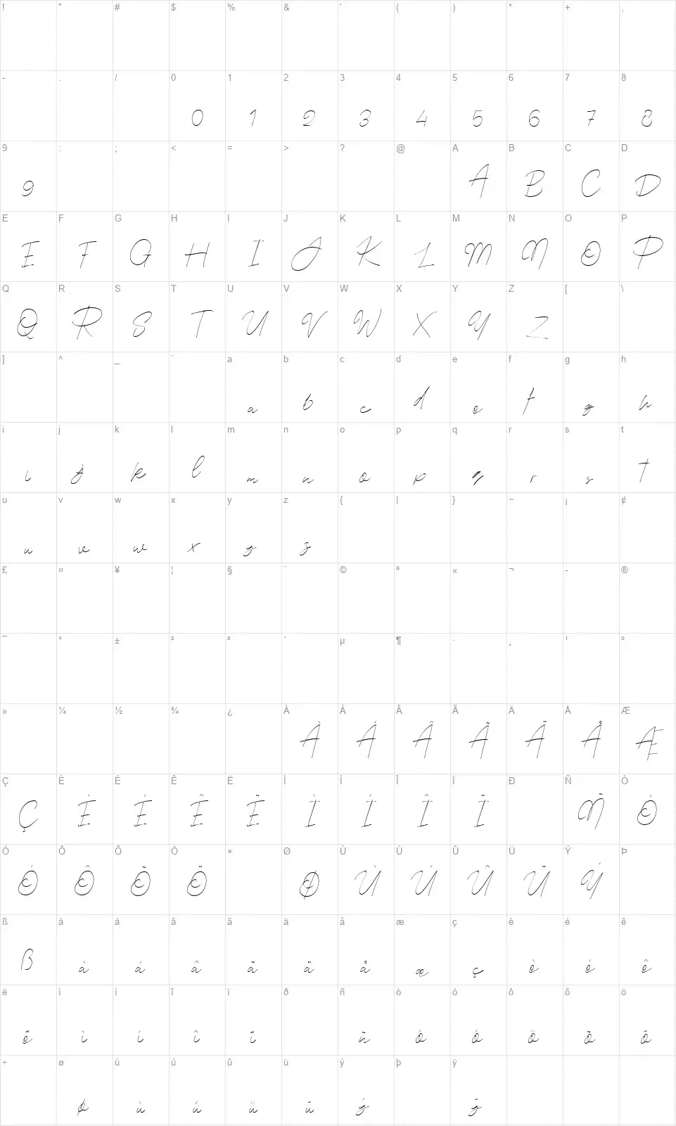 The Good Stufffont character map