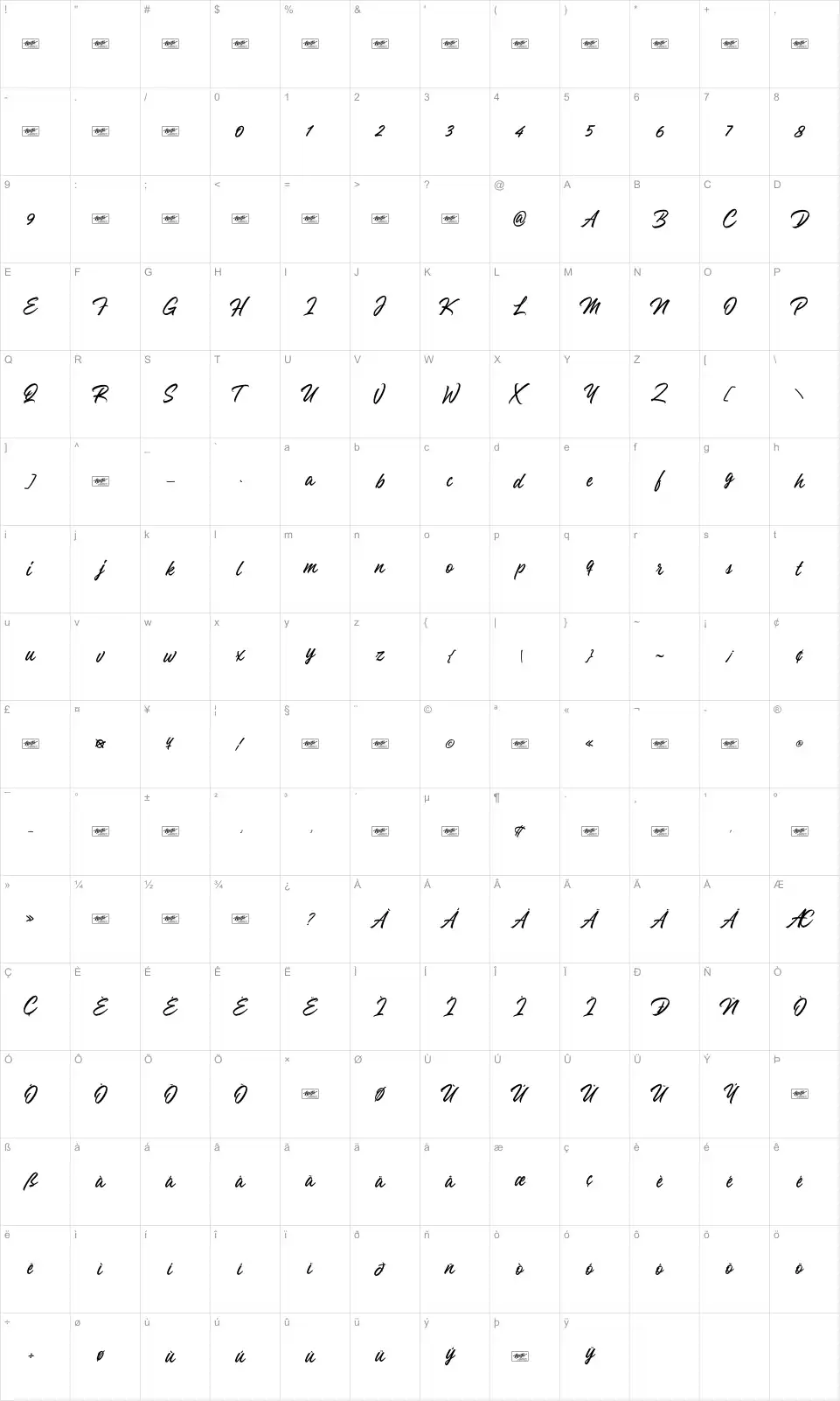 The Lunatique Map The Lunatiquefont character map