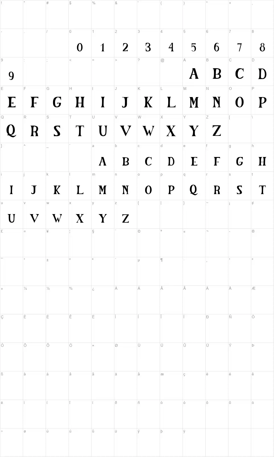 The Salvatorfont character map