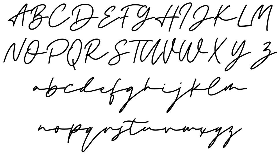 The Strong Signature font specimens