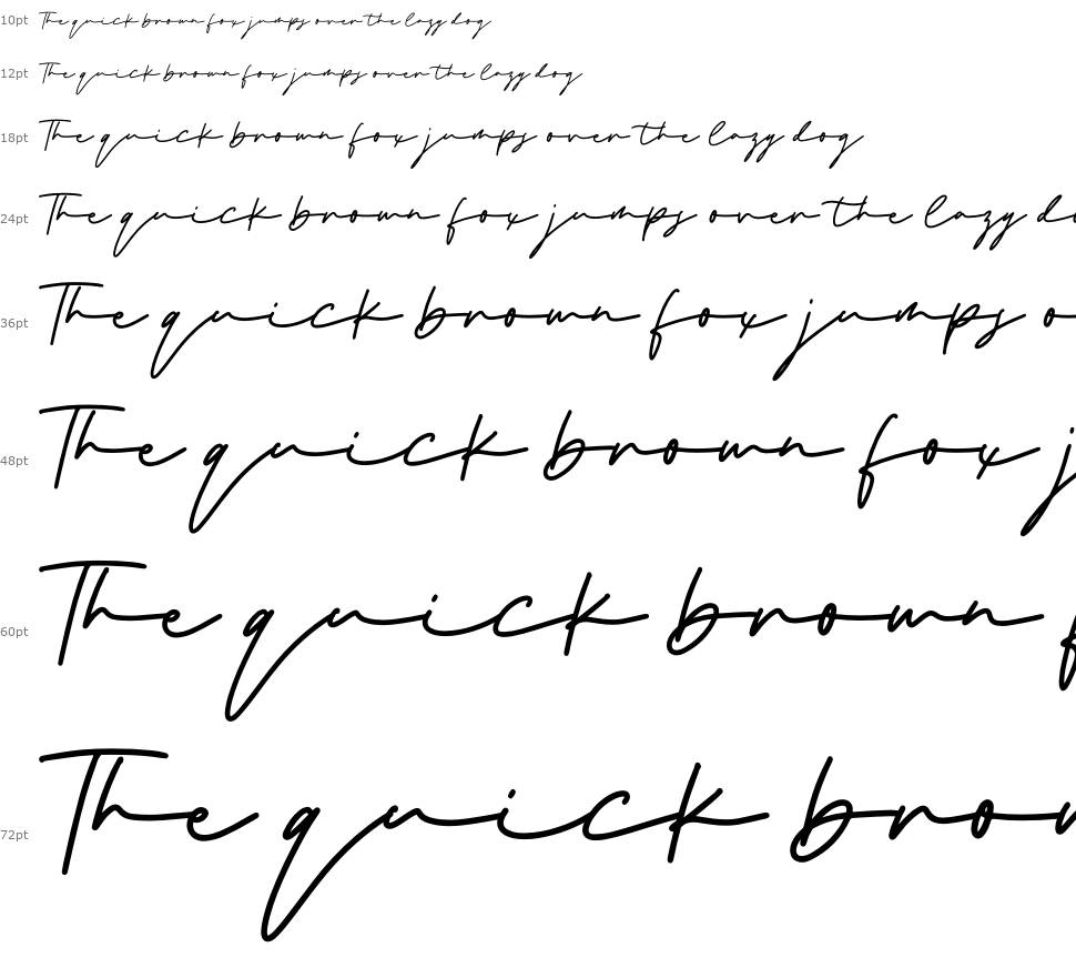 The Strong Signature font Waterfall