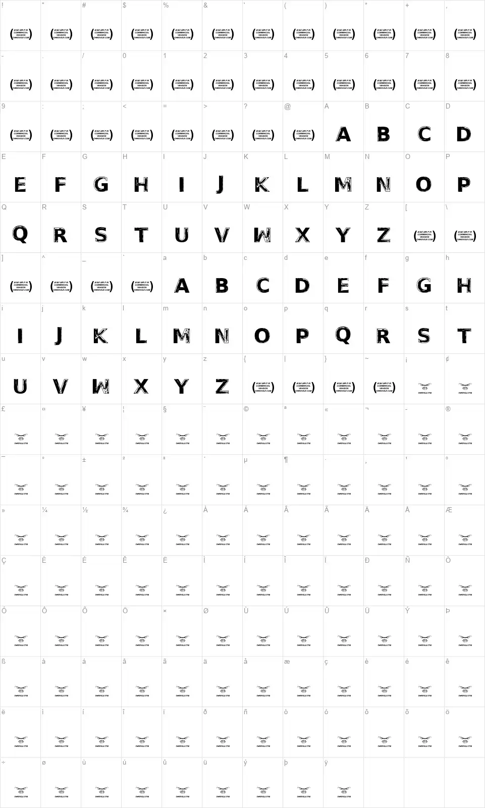 Thoughts of Herfont character map