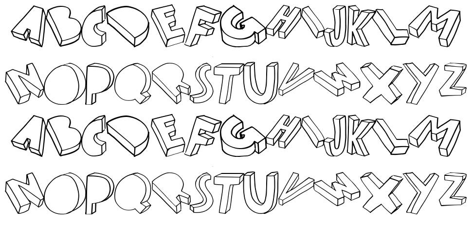 Threed font specimens