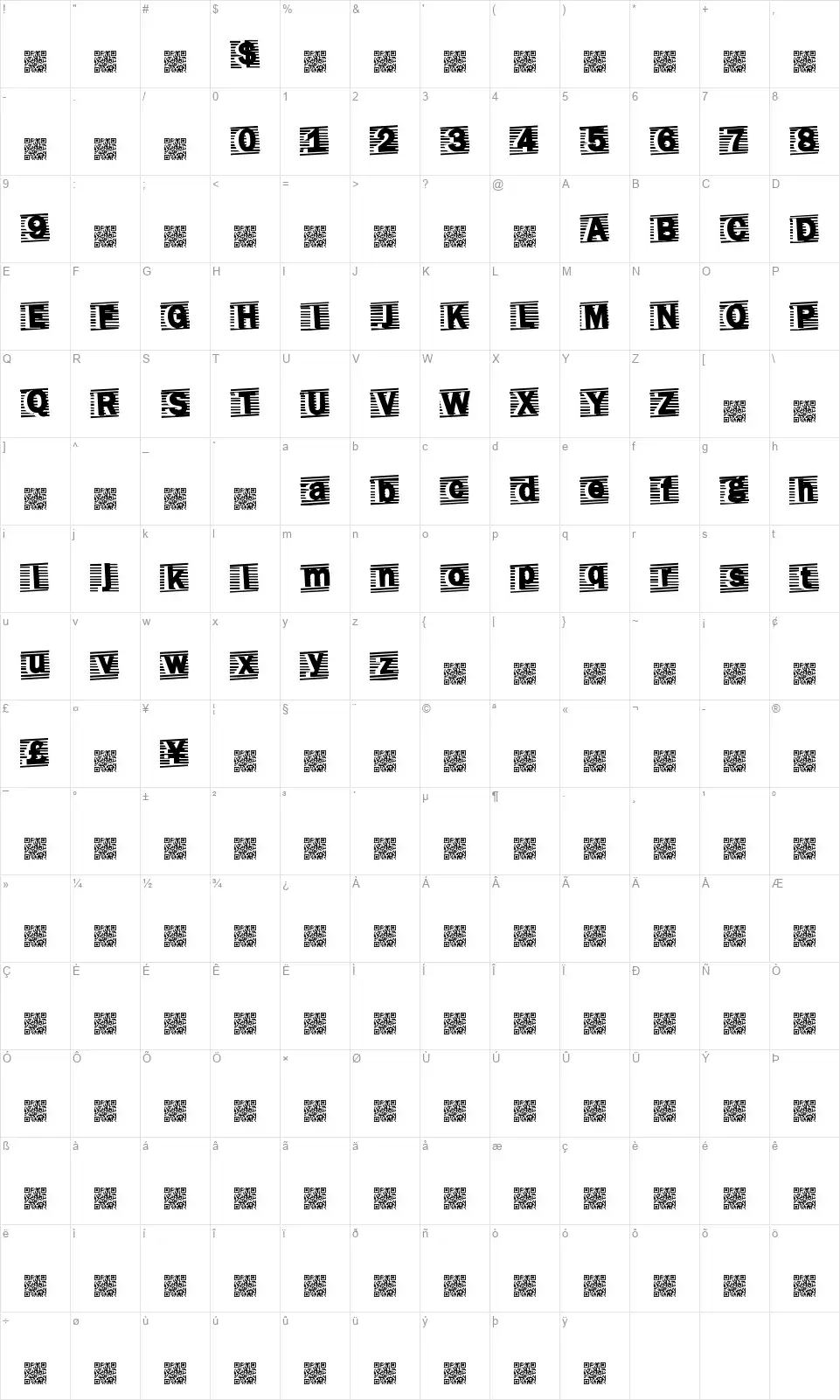 Total Eventfont character map