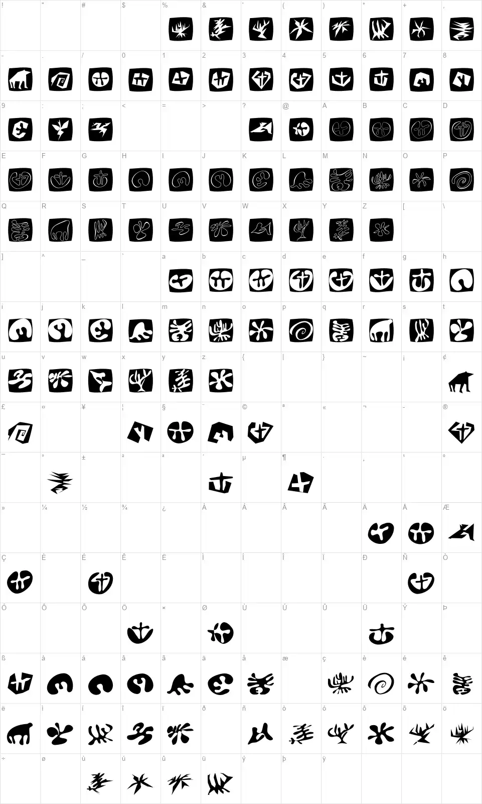 Total Floralfont character map