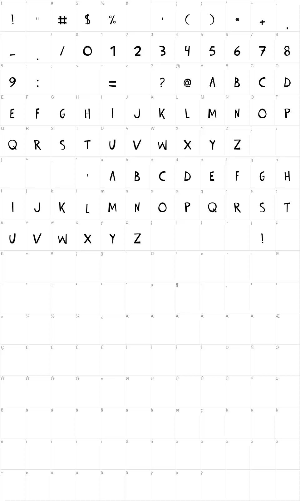Totally Oilsomefont character map