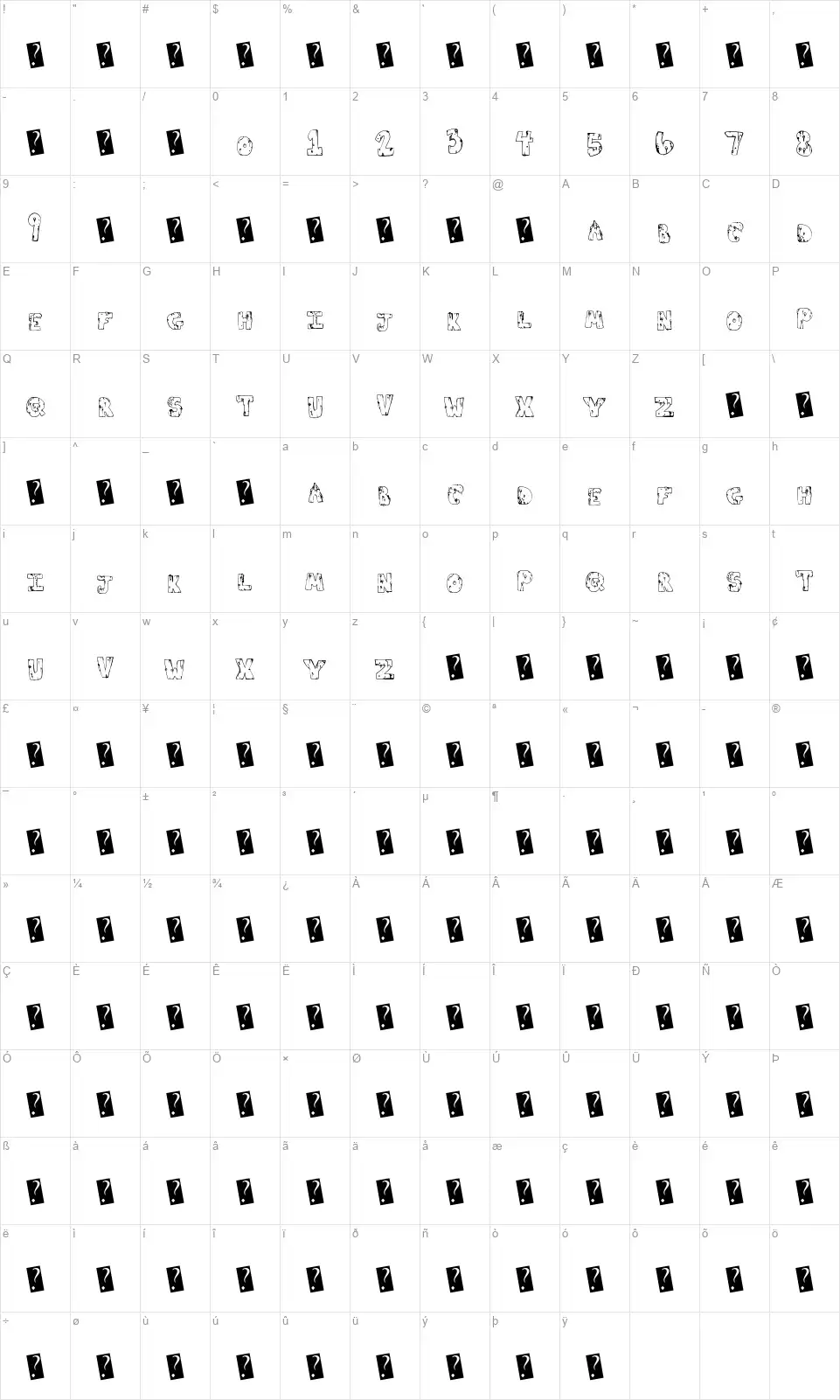 Toxic Wastefont character map