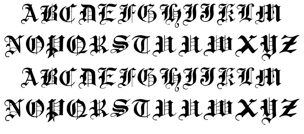 Traditional Gothic, 17th c. 字形 标本